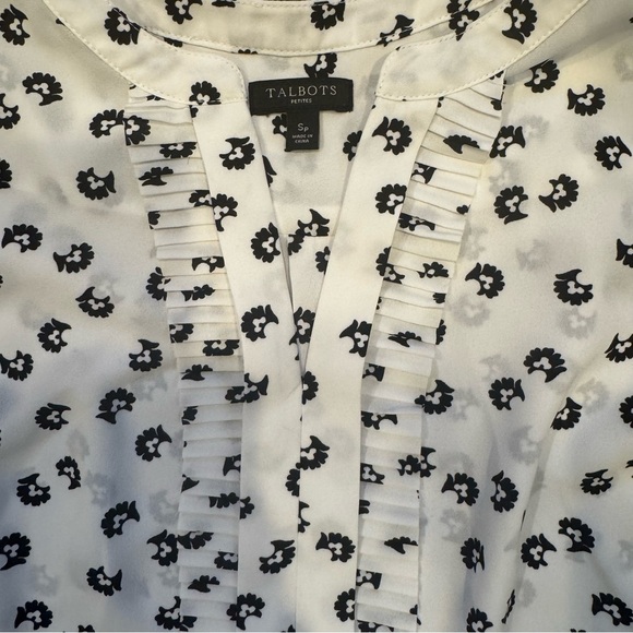 Talbots White and Black Floral Blouse - Picture 3 of 3